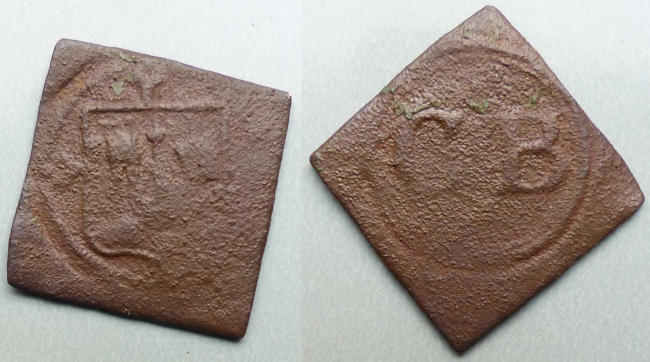 Bristol, city issue square farthing token c.1578 - 83